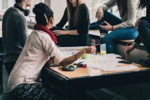 group of people in a meeting